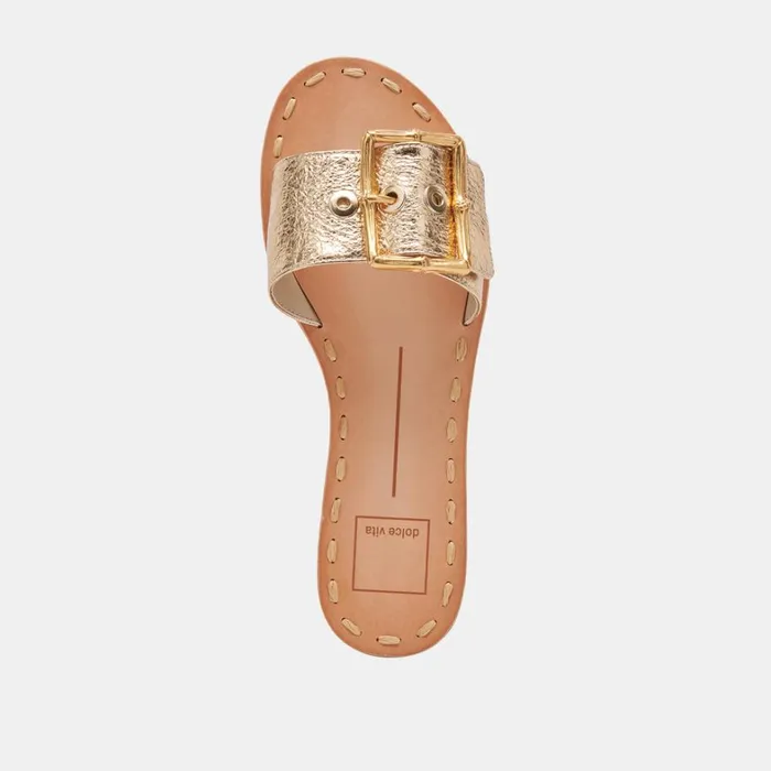 Sandals Women Dolce Vita Dasa Wide Sandals Gold Crackled Leather