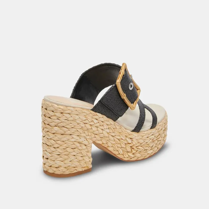 Sandals Women Dolce Vita Edwina Heels Onyx Raffia