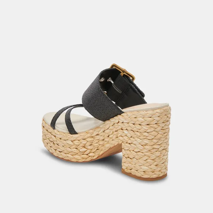 Sandals Women Dolce Vita Edwina Heels Onyx Raffia