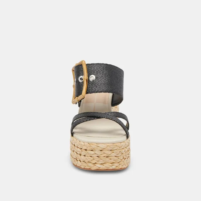 Sandals Women Dolce Vita Edwina Heels Onyx Raffia