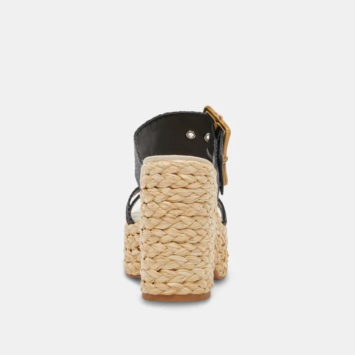 Sandals Women Dolce Vita Edwina Heels Onyx Raffia