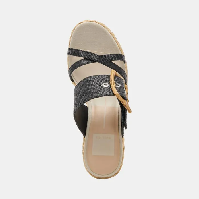 Sandals Women Dolce Vita Edwina Heels Onyx Raffia