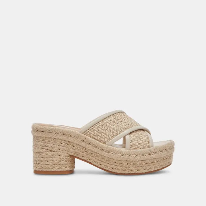 Sandals Women Dolce Vita Eldora Heels Natural White Raffia