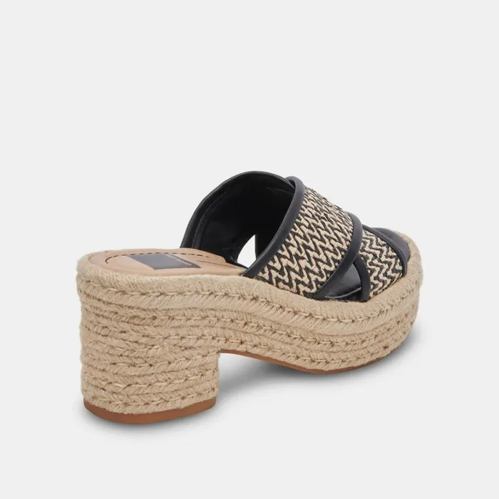 Sandals Women Dolce Vita Eldora Heels White Black Raffia
