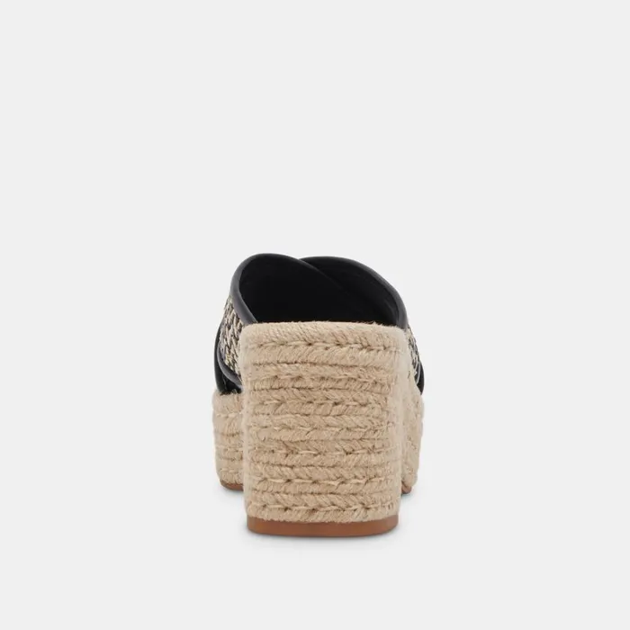Sandals Women Dolce Vita Eldora Heels White Black Raffia