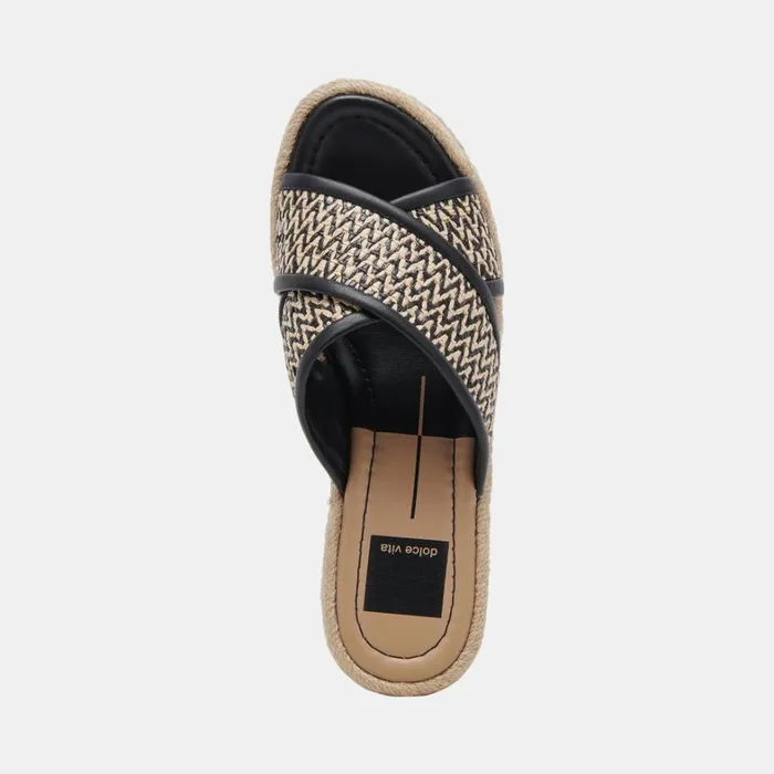Sandals Women Dolce Vita Eldora Heels White Black Raffia