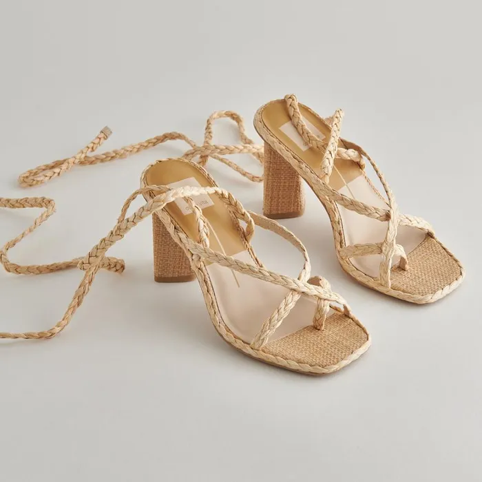 Sandals Women Dolce Vita Joelle Heels Lt Natural Raffia