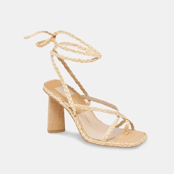 Sandals Women Dolce Vita Joelle Heels Lt Natural Raffia