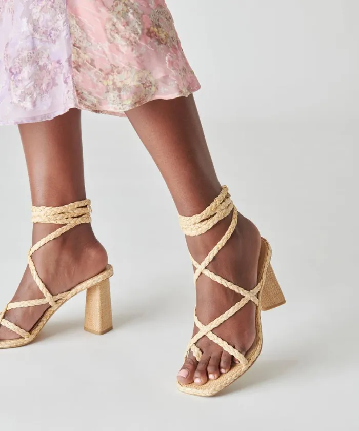 Sandals Women Dolce Vita Joelle Heels Lt Natural Raffia