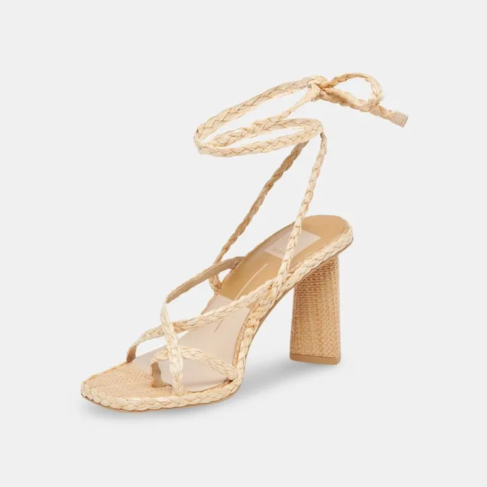 Sandals Women Dolce Vita Joelle Heels Lt Natural Raffia