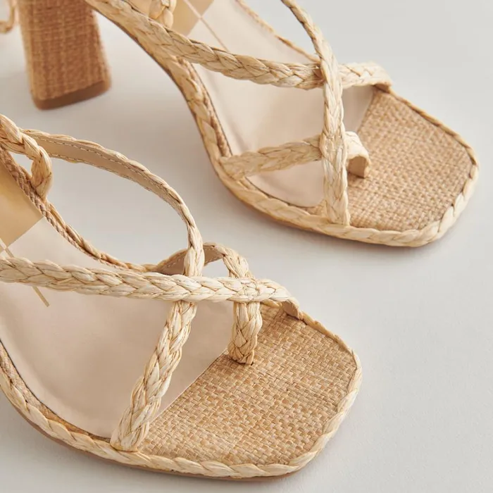 Sandals Women Dolce Vita Joelle Heels Lt Natural Raffia
