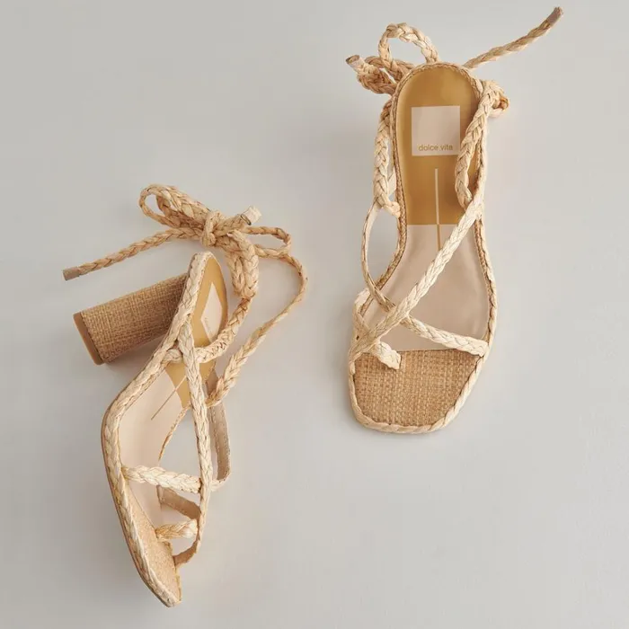 Sandals Women Dolce Vita Joelle Heels Lt Natural Raffia