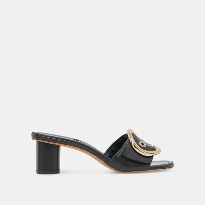 Sandals Women Dolce Vita Laika Heels Black Leather