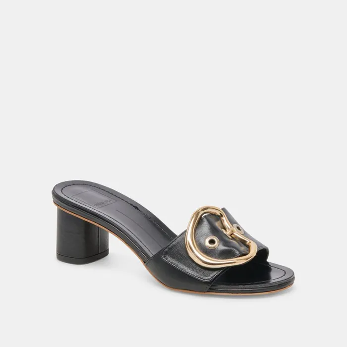 Sandals Women Dolce Vita Laika Heels Black Leather