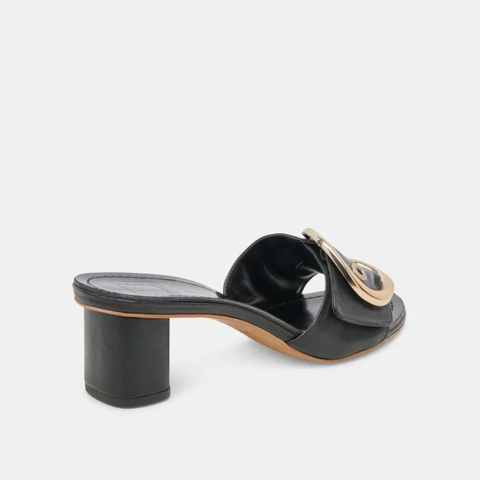 Sandals Women Dolce Vita Laika Heels Black Leather