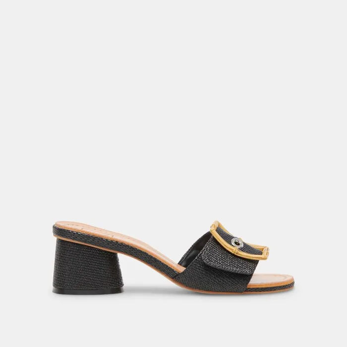 Sandals Women Dolce Vita Lucey Heels Black Raffia
