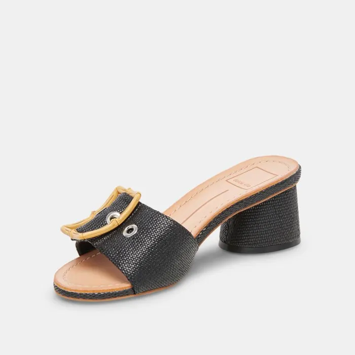 Sandals Women Dolce Vita Lucey Heels Black Raffia