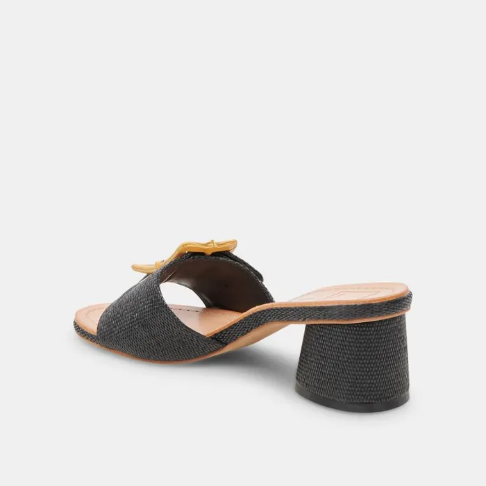 Sandals Women Dolce Vita Lucey Heels Black Raffia