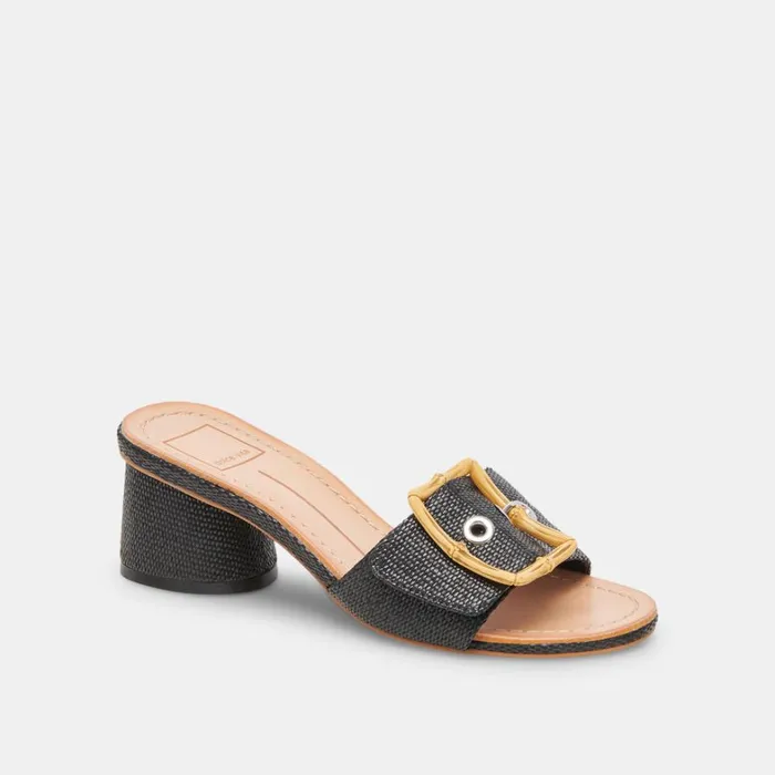 Sandals Women Dolce Vita Lucey Heels Black Raffia
