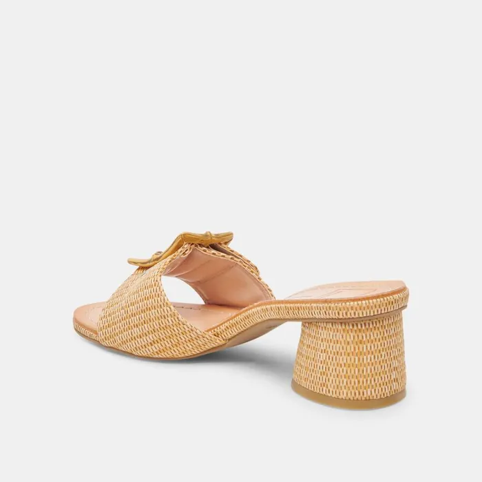 Sandals Women Dolce Vita Lucey Wide Heels Warm Natural Raffia
