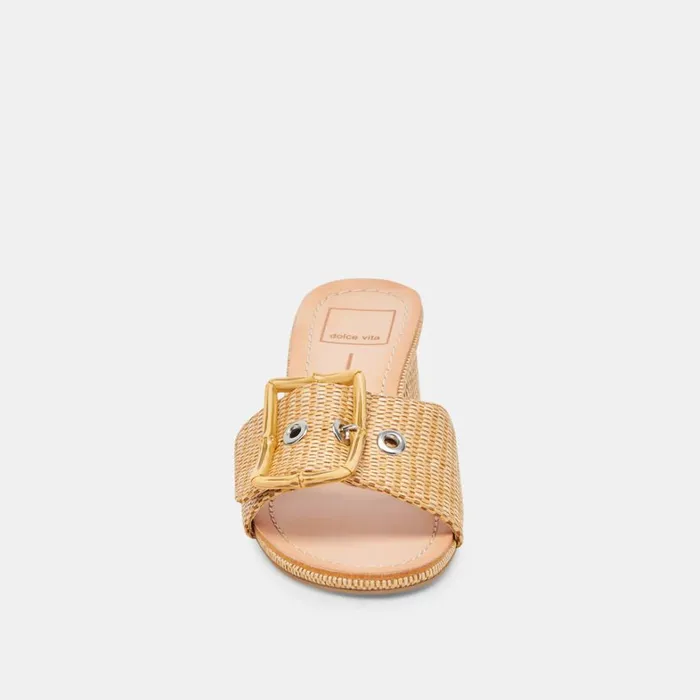 Sandals Women Dolce Vita Lucey Wide Heels Warm Natural Raffia
