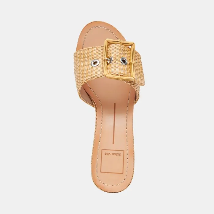Sandals Women Dolce Vita Lucey Wide Heels Warm Natural Raffia