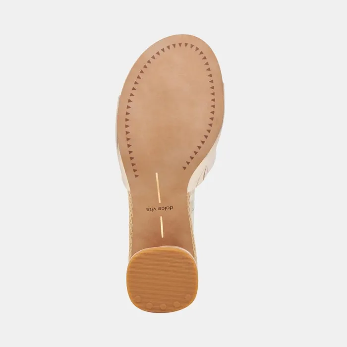Sandals Women Dolce Vita Minny Raffia Heels Rose Gold Leather