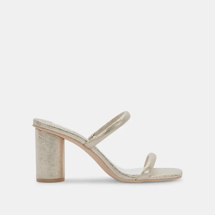 Sandals Women Dolce Vita Noles Heels Gold Metallic Stella Suede
