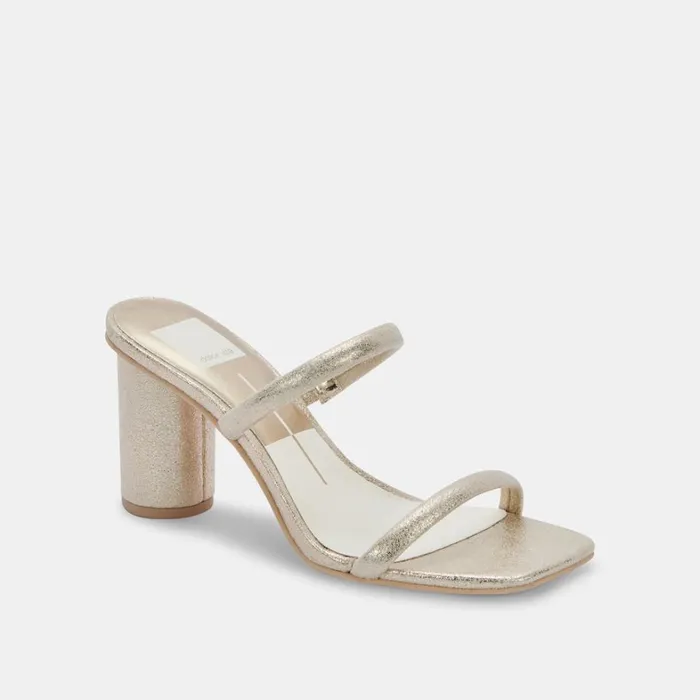 Sandals Women Dolce Vita Noles Heels Gold Metallic Stella Suede