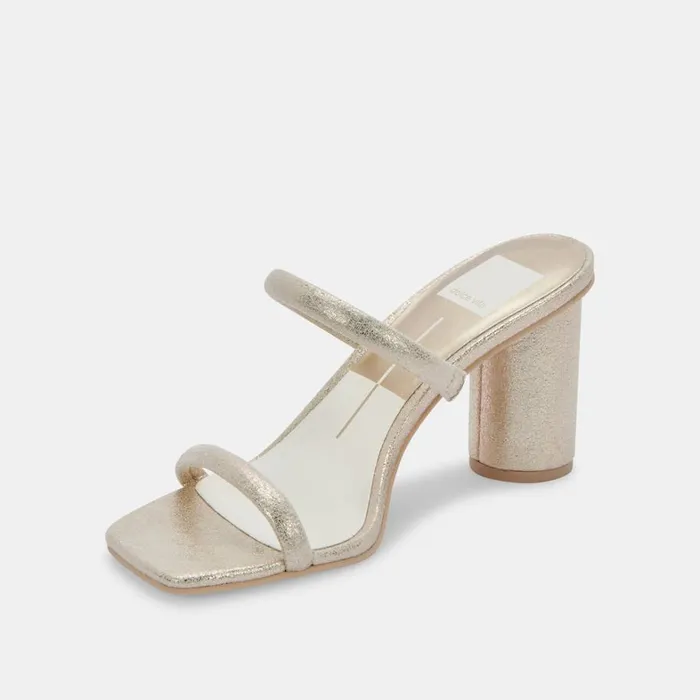 Sandals Women Dolce Vita Noles Heels Gold Metallic Stella Suede