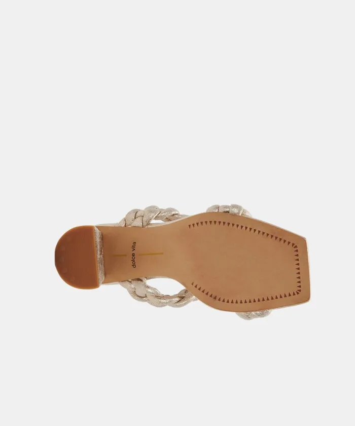 Sandals Women Dolce Vita Paily Heels Light Gold Metallic Stella Suede