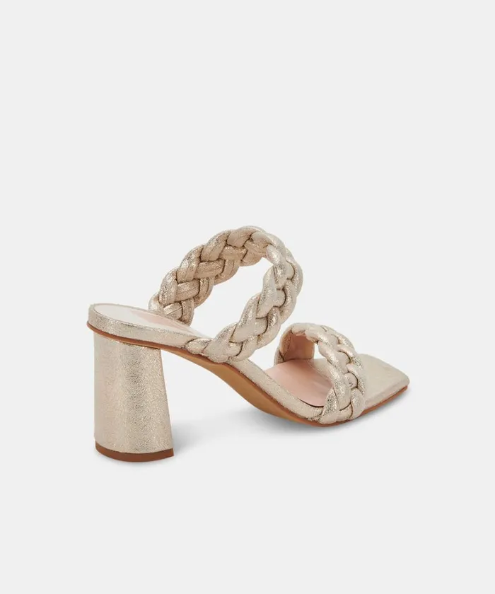 Sandals Women Dolce Vita Paily Heels Light Gold Metallic Stella Suede