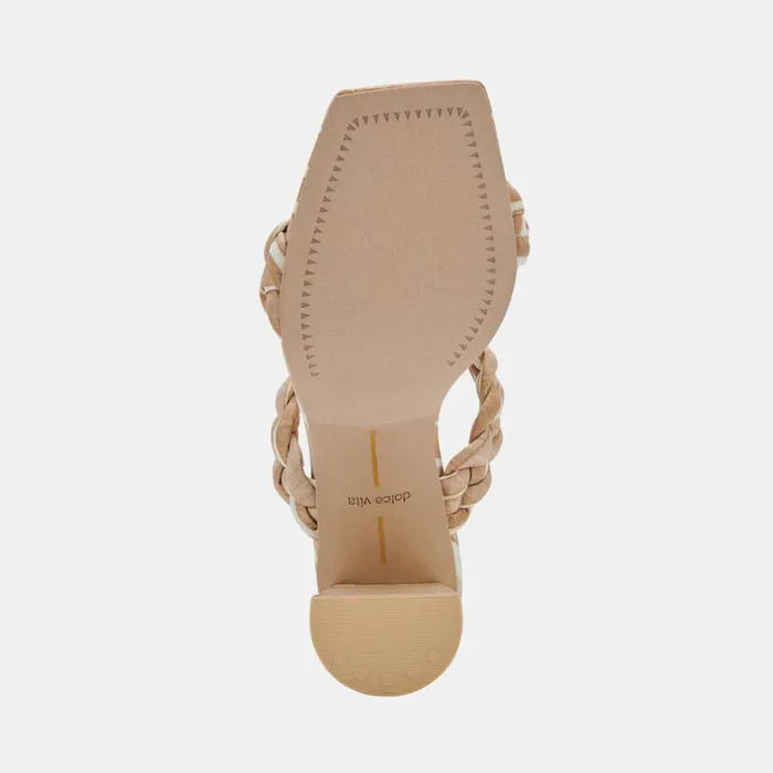 Sandals Women Dolce Vita Paily Heels White Stripe Fabric