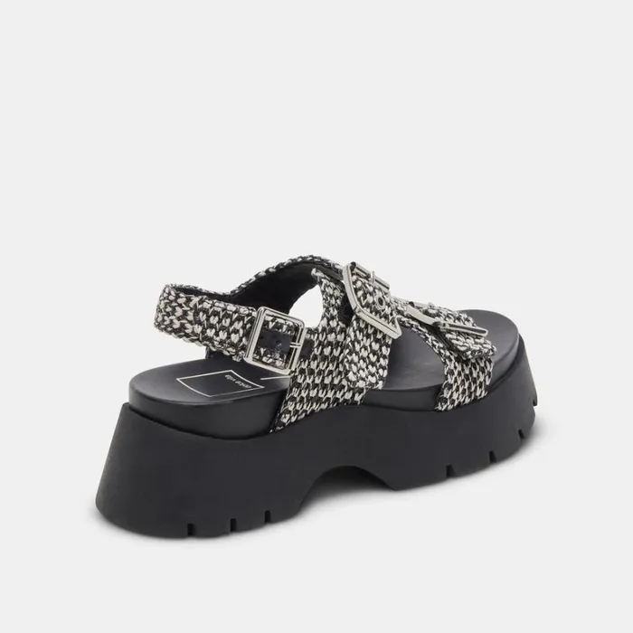 Sandals Women Dolce Vita Palda Sandals Black White Raffia