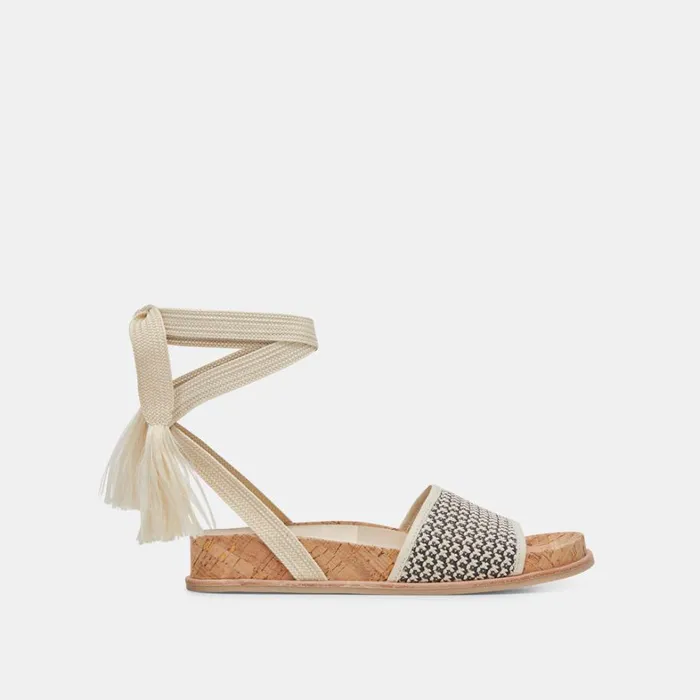 Sandals Women Dolce Vita Salacy Sandals Black Natural Raffia