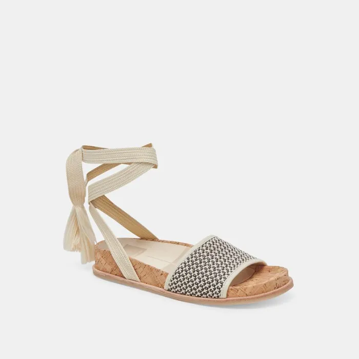 Sandals Women Dolce Vita Salacy Sandals Black Natural Raffia