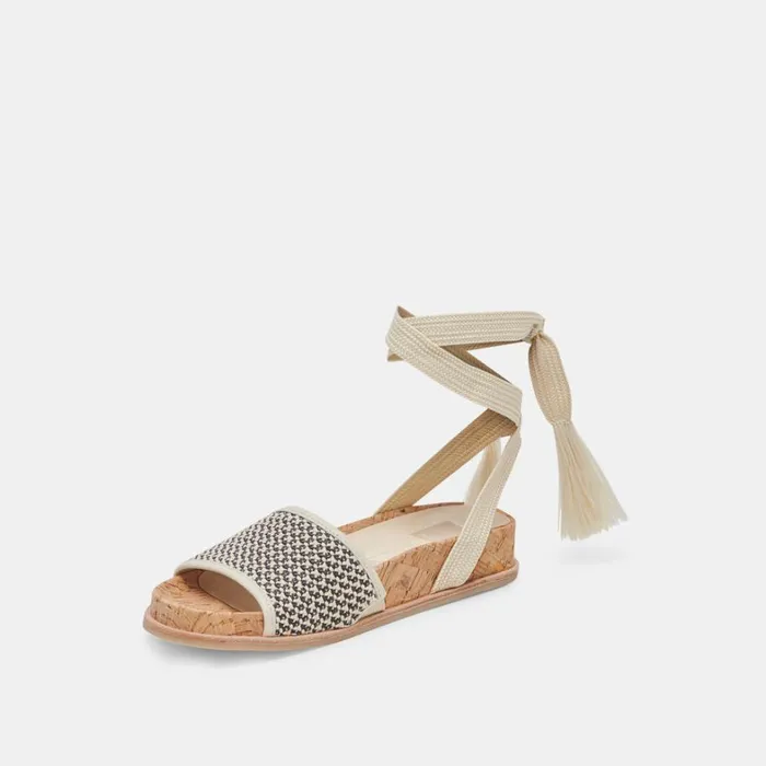 Sandals Women Dolce Vita Salacy Sandals Black Natural Raffia
