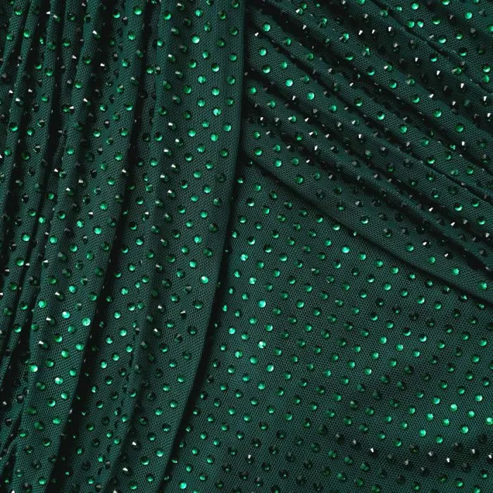 Self Portrait Wedding Guest Green Rhinestone Mesh Midi Dress 8211 Women