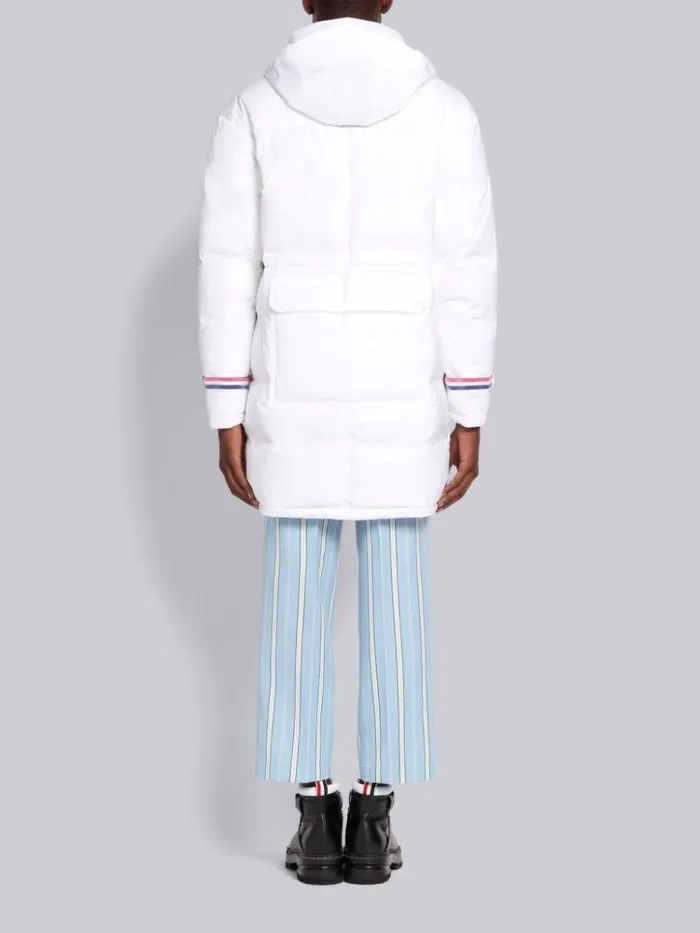 Tech Down Filled Poly Twill Parka White Men Thom Browne Outerwear