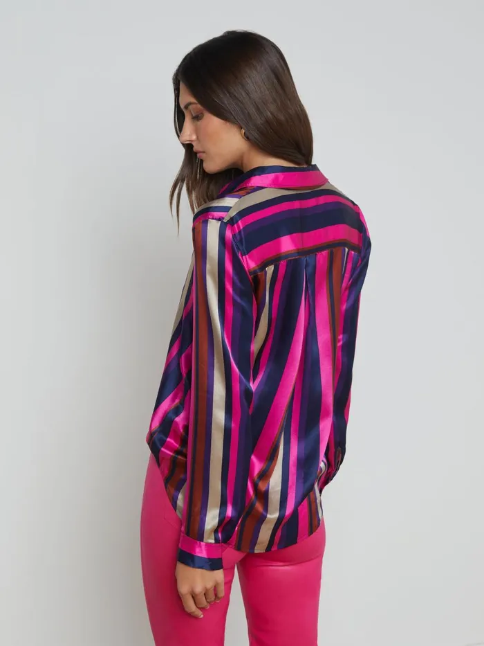 Tyler Silk Blouse Ruby Multi Stripe Women L039Agence Blouses and Tops Tyler Silk Blouse Ruby Multi Stripe Women L039Agence Blouses and Tops
