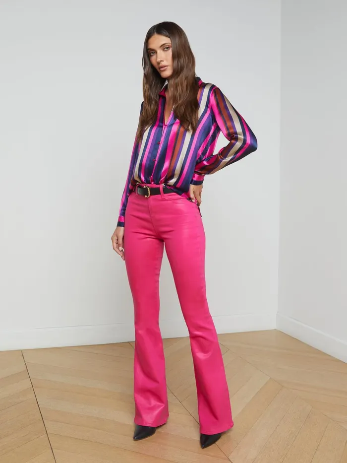 Tyler Silk Blouse Ruby Multi Stripe Women L039Agence Blouses and Tops Tyler Silk Blouse Ruby Multi Stripe Women L039Agence Blouses and Tops