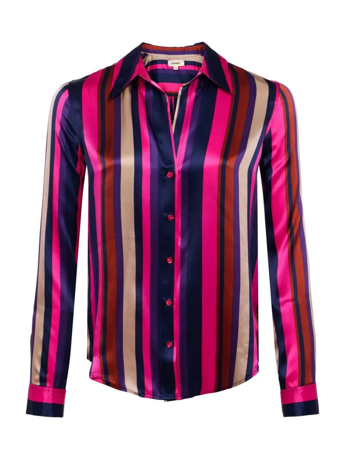 Tyler Silk Blouse Ruby Multi Stripe Women L039Agence Blouses and Tops Tyler Silk Blouse Ruby Multi Stripe Women L039Agence Blouses and Tops