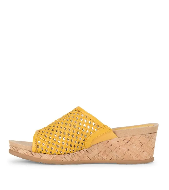 Women Baretraps Slides and Slip On Sandals Flossey Wedge Slide Sandal Mellow Yellow Women Baretraps Slides and Slip On Sandals Flossey Wedge Slide Sandal Mellow Yellow