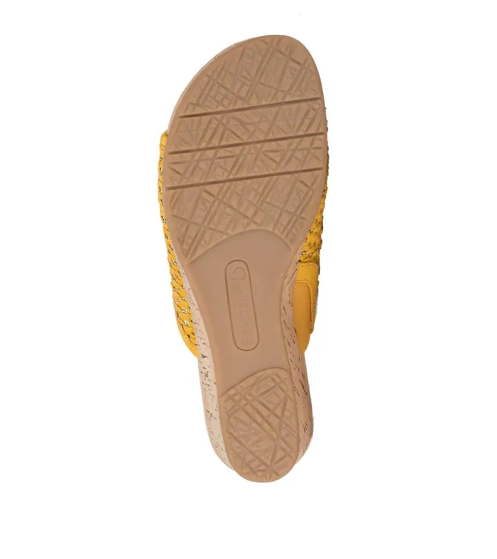 Women Baretraps Slides and Slip On Sandals Flossey Wedge Slide Sandal Mellow Yellow Women Baretraps Slides and Slip On Sandals Flossey Wedge Slide Sandal Mellow Yellow