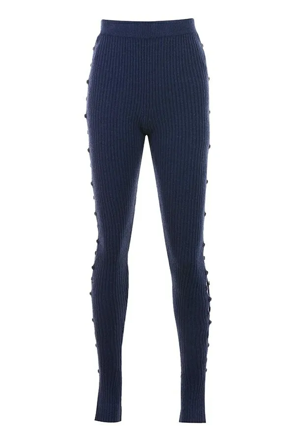 Women Belong Navy Ribbed Knit Trousers House Of CB Bottoms Women Belong Navy Ribbed Knit Trousers House Of CB Bottoms
