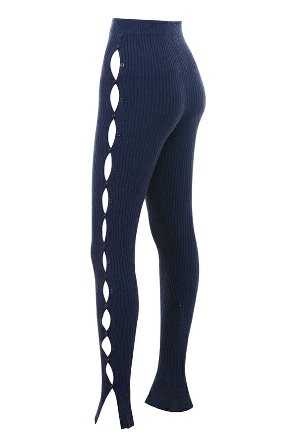 Women Belong Navy Ribbed Knit Trousers House Of CB Bottoms Women Belong Navy Ribbed Knit Trousers House Of CB Bottoms