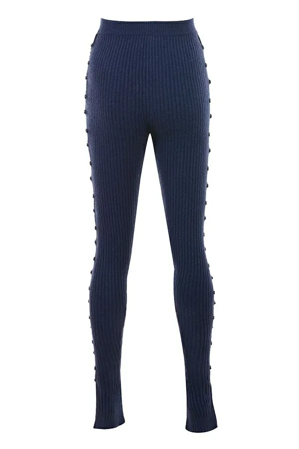 Women Belong Navy Ribbed Knit Trousers House Of CB Bottoms Women Belong Navy Ribbed Knit Trousers House Of CB Bottoms
