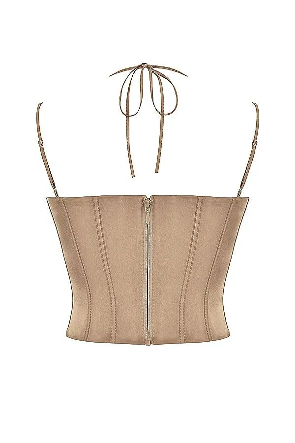 Women Chantelle Latte Satin Corset House Of CB Corsets Women Chantelle Latte Satin Corset House Of CB Corsets