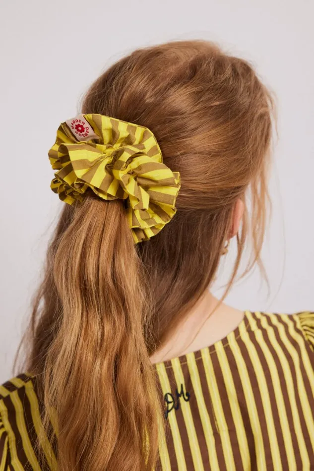 Women Coords Damson Madder Shirred Garter Scrunchie 8211 Yellow and Brown Stripe