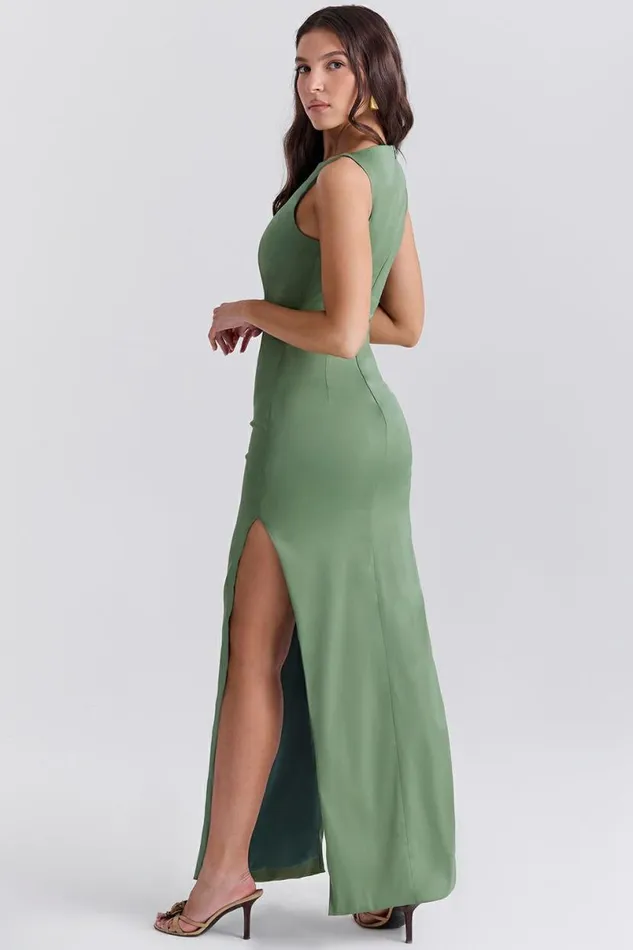 Women Filomena Olive Boat Neck Maxi Dress House Of CB Dresses Women Filomena Olive Boat Neck Maxi Dress House Of CB Dresses
